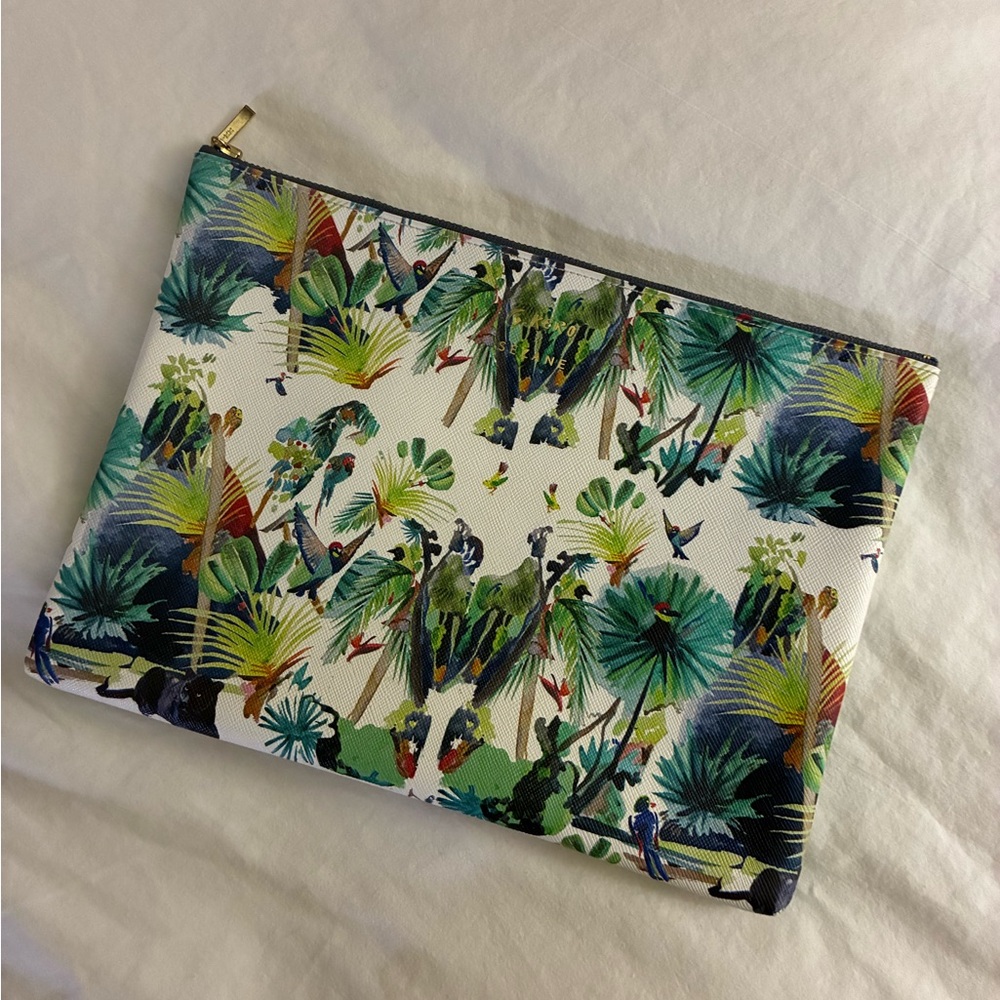 🦜Sezane x Delfonics x G. Kero Pouch tropical palm parrot print bag